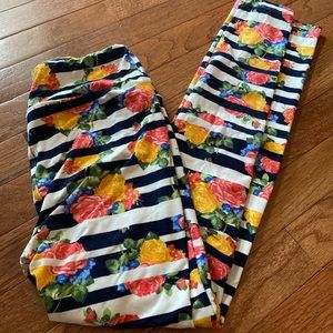 Lularoe “unicorn” striped floral leggings